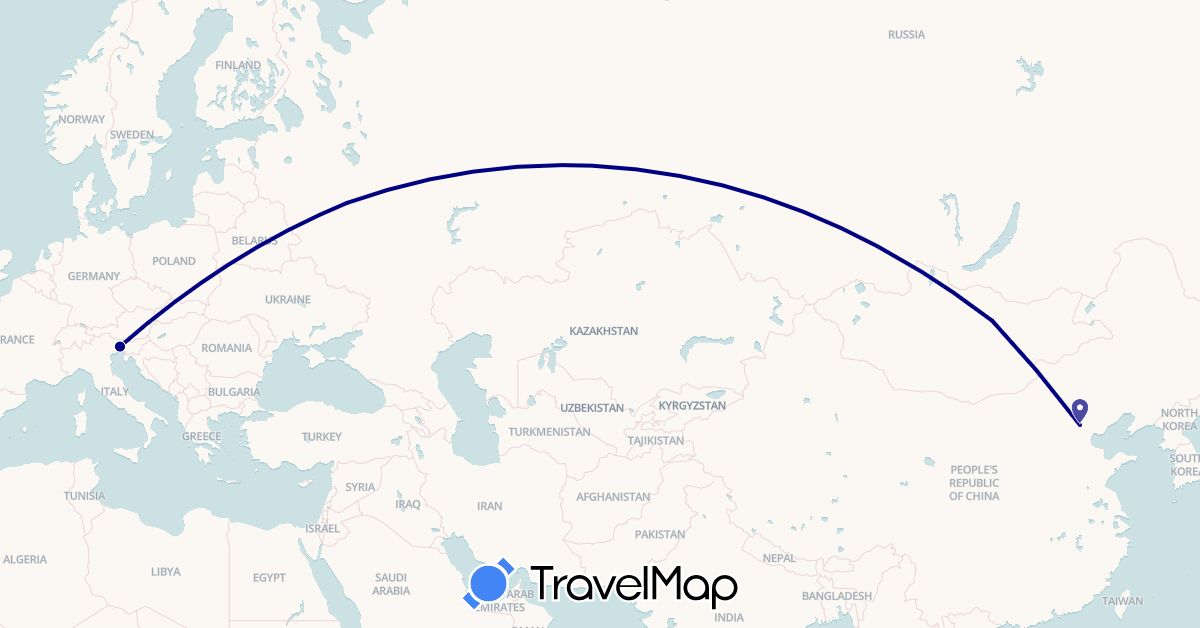 TravelMap itinerary: driving in China, Italy, Mongolia, Russia (Asia, Europe)